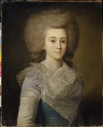 Portrett av Elisabeth Alexandrovna Stroganova (1745-1831) (Portrett av Elisaveta A. Stroganova). Anonymt maleri, olje på lerret, ca 1770. Russisk kunst fra 1700-tallet, rokokkokunst. Regionalt kunstgalleri, Tambov (Russland).