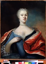 Portrett av prinsesse Charlotte Christine av Brunswick Wolfenbuttel, kone til Tsarevich Alexei av Russland (1694-1715) (Portrett av Charlotte Christine av Brunswick Wolfenbuttel, kone til Tsarevich Alexei av Russland). Anonymt maleri. Olje på lerret,