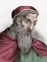 Portrett av Amerigo Vespucci (1454-1512), italiensk sjøfarer og oppdagelsesreisende. Gravering fra 1800-tallet.