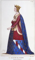 Portrett av Blanche av Navarre (1224 -1283) Dronning av Frankrike Brud til John I the Roux i 1236. Gravering av 1830