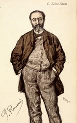 Portrett av Camille Saint Saens (Saint-Saens) (1835-1921), fransk komponist.