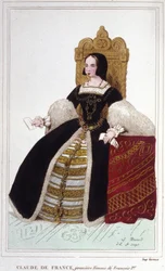 Portrett av Claude de France (1499 - 1524) kone til Francois 1., konge av Frankrike Gravering av 1830
