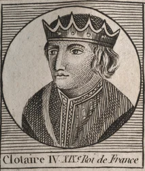 Portrett av Clothaire (Clothaire) IV (ca. 685-719), konge av frankene av Austrasia fra 717 til 719 - Chlothar IV (eller Chlotar) konge av Frankene - gravering fra "" Instruction sur l