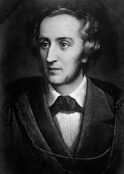 Portrett av Felix Mendelssohn Bartholdy (1809-1847), tysk komponist og regissør Litografi. 1800-tallet. Milano, biblioteca del conservatorio
