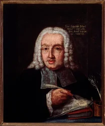 Portrett av Giuseppe Giacomo Saratelli (1714-1762) italiensk komponist og organist Anonym maleri. 18. århundre. Bologna, Civic Museum Museum