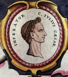 Portrett av Julius Caesar (101 - 44 f.Kr.), romersk general og politiker. Gravering fra slutten av 1700-tallet. . Milan.