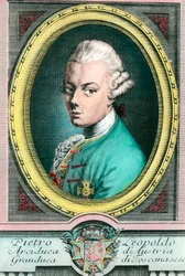 Portrett av Leopold II av Østerrike, storhertug av Toscana (1747-1792). Gravering av privatsamlingen fra 1700-tallet