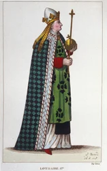 Portrett av Lotharia I (795-855), keiser av Vesten og konge av Italia, gravering fra 1830