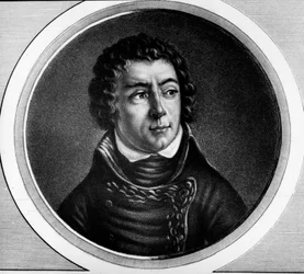 Portrett av Louis Alexandre (Louis-Alexandre) Berthier (1753-1815), prins av Neuchatel, marskalk av Frankrike - Gravering i ""Komplett samling av historiske malerier fra den franske revolusjonen, i tre bind""