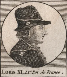 Portrett av Louis XI (1423-1483), konge av Frankrike - Portrett av Louis XI av Frankrike (1423-1483), konge av Frankrike - gravering fra "Instruction sur l