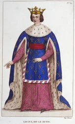 Portrett av Ludvig X Hutinen (1289 - 1316), gravering av Frankrikes konge fra 1830