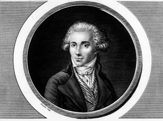 Portrett av Marguerite Elie Guadet, fransk politiker (1758-1794). Gravering i "" Komplett samling av historiske malerier fra den franske revolusjonen, i tre bind.""" 1804.