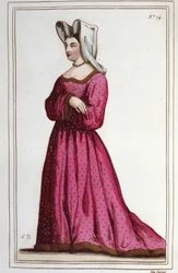 Portrett av Marguerite de Sassenage, Lady of Beaumont (1449 ca - 1491). Maitress av Louis XI. Gravering fra 1830.