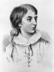 Portrett av Percy Bysshe Shelley (1782 - 1822) romantisk engelsk poet i en alder av tolv. Realisert av hertugen av Montpensier. 1794
