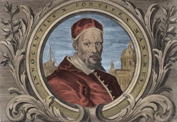 Portrett av pave Innocentius X (Innocenzo, Innocentius eller Giovanni Battista Pamphili) (1644-1655). gravering