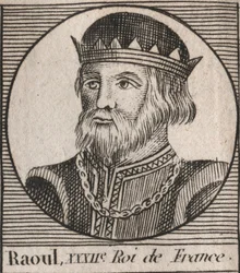 Portrett av Raoul av Frankrike (eller Rodolphe, ca. 890-936) Konge av Franc - Rudolph (Raoul, Rodolphe) av Burgund, konge av Frankrike (923-936) - gravering fra "Instruction sur l