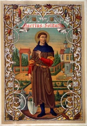 Portrett av Saint Fiacre (gardner, eremitage nær Meaux), bok a.n.d. 1800-tallet.