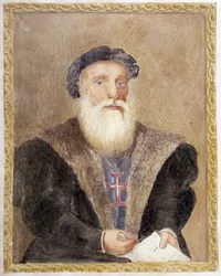 Portrett av Vasco de Gama - i "" Livet til prins Henri av Portugal med etternavnet Sjøfareren"" av Richard Henri Major