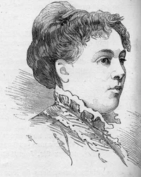 Portrait of Zelia Provost Ponsin (Provost-Ponsin), French comedian, member of the Comedie Francaise from 1860 to 1880. Engraving in “” Le Monde Illustré”” n¡1168 of 16 August 1879.