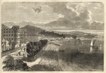 Promenade des Anglais i Nice i 1866 - Promenade des Anglais i 1866 - gravering