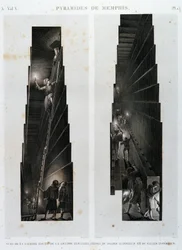 Pyramids of Memphis: utsikt over det øvre galleriet til den store pyramiden, tatt fra øvre og nedre lager - i "" Description of Egypt"", Imperial Editions