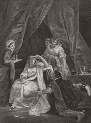 Dronning Elizabeth I og jarlen av Sussex. (trykk)
