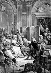 Lesing av "" Paul og Virginie"" i salongene til Madame Necker - i "" Histoire de France"" av Guizot