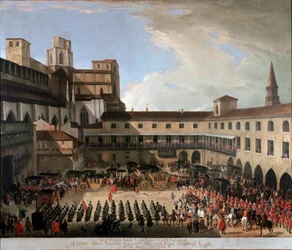 Mottakelse i Milano av venitianske ambassadører av keiser Charles VI i 1711 (maleri