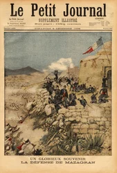 Til minne om forsvaret av Mazagran, kamp fra 3. til 6. februar 1840, mot hæren på mer enn 10 000 mann ført av Abd el Kader, vant kaptein Lelievres franske bataljon seier. Gravering i "" Le petit journal"" 12.06.1896. Selvas samling.