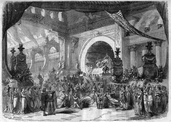 Representasjon av en opera: akt III, andre maleri av "" Faust"" av Charles Gounod (1818-1893) - Gravering i "" Le Journal Illustré""