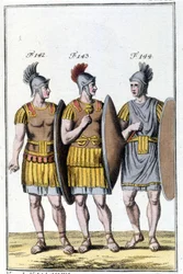 romerske legionærer. Gravering tidlig på 1800-tallet.