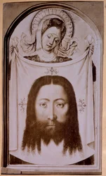 Saint Veronica viser likkledet med Kristi ansikt, fra ca. Flandern 1400-tallet.
