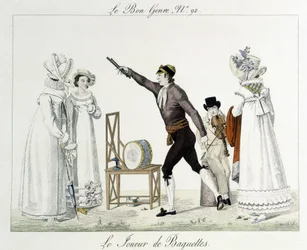 Saltimbanks: Spilleren av spisepinner - i "" Den gode sjangeren"", deb. 1800-tallet