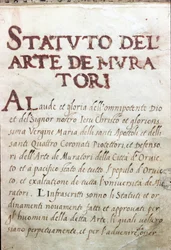 Tabell over laugene, vedtekter for murerne i byen Orvieto, Italia