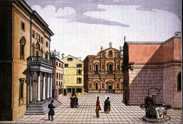 Teatro La Fenice (Føniks) (farget gravering)
