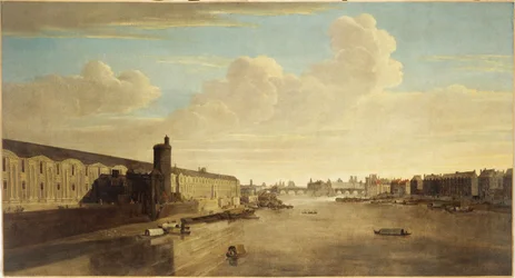 Grande Galerie du Louvre, med Porte Neuve, Pont-Neuf, Cité, Tour de Nesle og Quai Malaquais, rundt 1640, dagens 1. og 6. arrondissement, mellom 1635 og 1645 (olje på lerret)
