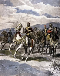 Kongen av Etiopia Menelik II (1844 - 1913). Jeg vil. av italiensk presse.