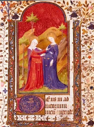 Miniatyrbesøket fra Timeboken til Isabella av Castilla kjent som Isabella Iere den katolske (1451-1504) 1400-tallet Sevilla, Biblioteca Colombina