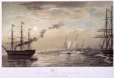 The Royal Yacht off Margate: Royal Yacht of England, en natt i mars 1863.