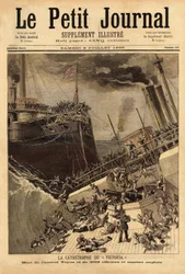 Slagskipet Victoria synker utenfor den syriske kysten, ansporet av skipet Camperdown. Gravering i "" Le petit journal"" 8/07/1893. Selvas samling.