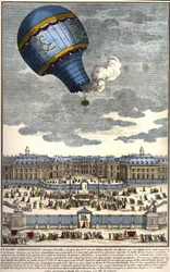 Den aerostatiske jordkloden bygget i Versailles i 1783.