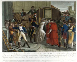 Arrestasjonen av Pius VII (1742 - 1823) i Savona i 1809.