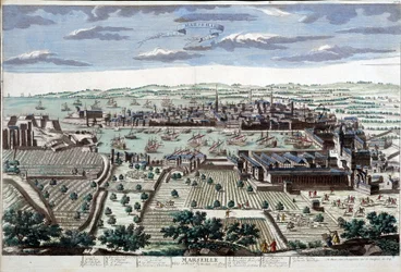 Byen og havnen i Marseille på 1700-tallet - B.N.