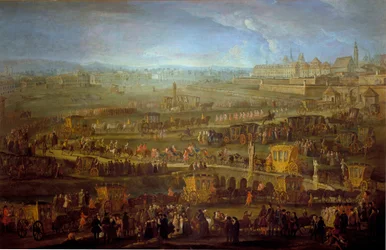 Kortesjen til markisen av Mirepoix (1699-1757) ambassadør med de franske diplomatiske representantene i Wien 12/10/1738 Anonymt maleri fra 1700-tallet. Wien, Historisches Museum of the City