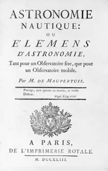 Tittelside til Nautical Astronomy: eller Elemens (Elements) of Astronomy av M. de Maupertuis (Pierre-Louis Moreau de) (1698 - 1759). 1743.