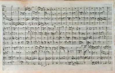 Tittelside med partituret til The Art of the Fugue, den siste og ufullstendige fugaen, av Johann Sebastian Bach