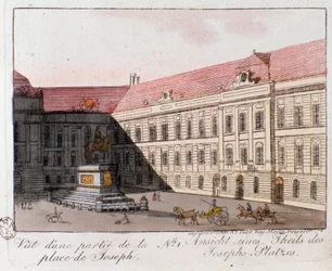 Utsikt over Joseph Square i Wien, Østerrike. Gravering fra 1815 Privat samling