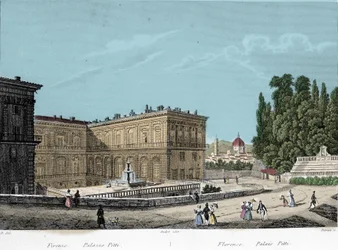 Utsikt over Pitti-palasset i Firenze. 1800-tallet