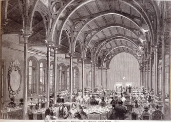 Utsikt over hovedrestauranten på den internasjonale utstillingen i London i 1862.