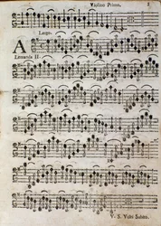 Fiolin. Noter for Balletto a 3, op. 3 av Thomas Albinoni (1701)